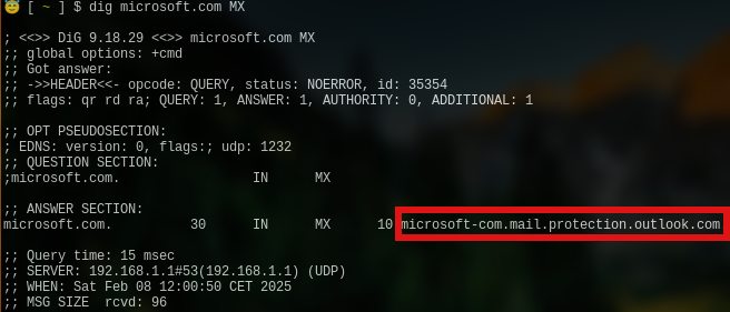 MX record of microsoft.com